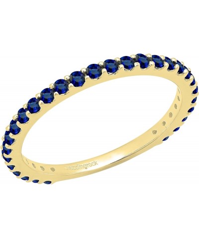 Round Lab Created Blue Sapphire Eternity Style Wedding Band for Women in 10K Gold 6.5 Yellow Gold $83.94 Rings