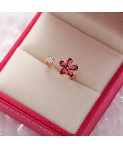 Korean Exquisite Crystal Flower Plant Finger Ring Fresh Flower Plant Fashion Temperament Sweet Opening Ring Female Jewelry 10...