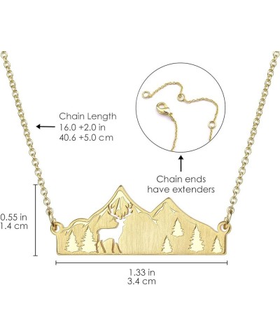 Mountain Necklace for Women Gold Silver Plated Bear Moose Animal Cutout Forest Tree Mountain Range Pendant Necklace Nature Je...