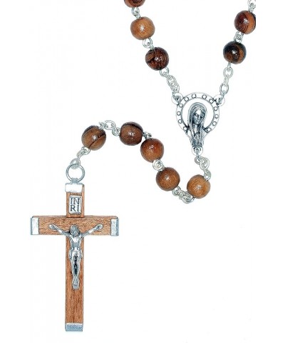 Gemstone Catholic Prayer Rosary - Includes "How to Pray the Rosary", Rosary Pouch and Gemstone meaning Wood $35.87 Necklaces