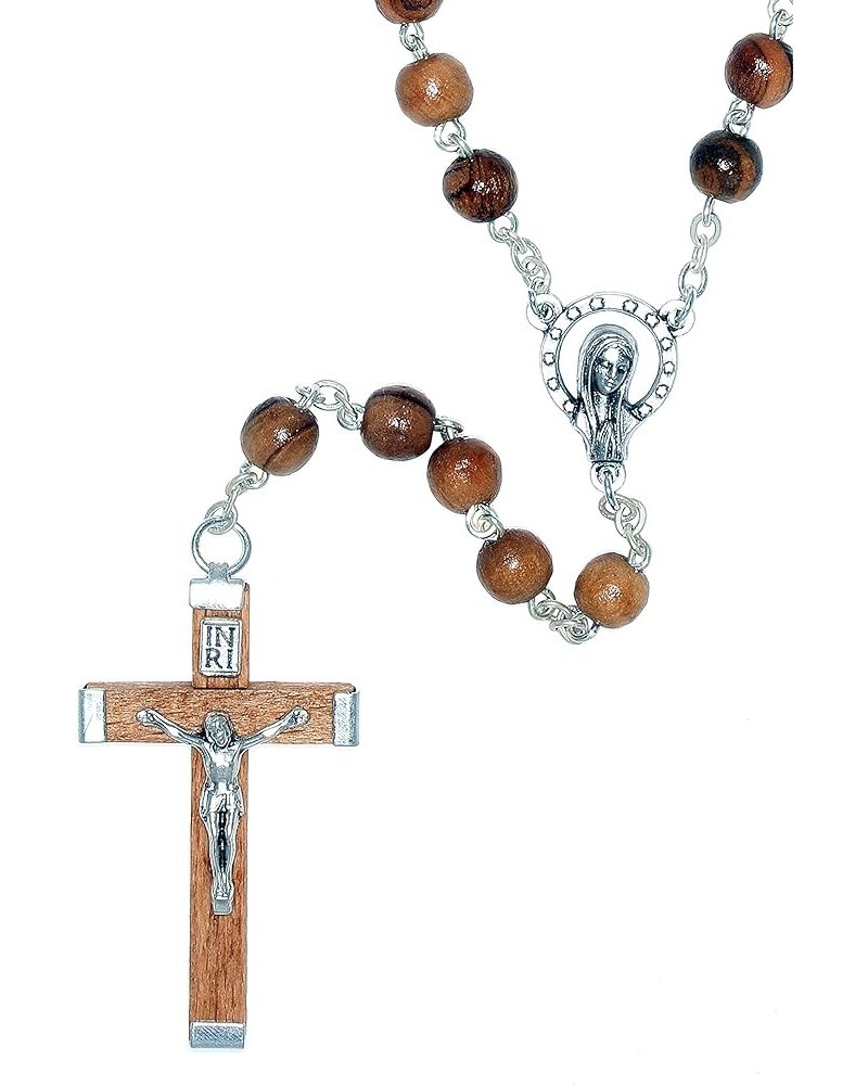 Gemstone Catholic Prayer Rosary - Includes "How to Pray the Rosary", Rosary Pouch and Gemstone meaning Wood $35.87 Necklaces