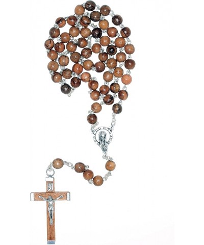 Gemstone Catholic Prayer Rosary - Includes "How to Pray the Rosary", Rosary Pouch and Gemstone meaning Wood $35.87 Necklaces