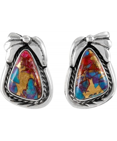 Turquoise Earrings 925 Sterling Silver & Genuine Gemstone Rainbow Spiny $17.60 Earrings