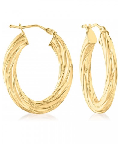 Canaria Italian 10kt Yellow Gold Textured and Polished Oval Hoop Earrings $79.20 Earrings