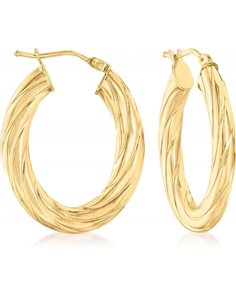 Canaria Italian 10kt Yellow Gold Textured and Polished Oval Hoop Earrings $79.20 Earrings