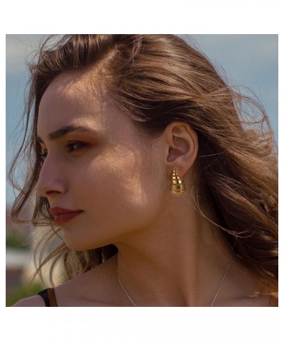 Chunky Gold Hoop Earrings for Women Lightweight 18K Gold Plated Hypoallergenic Waterdrop Hollow stud Earrings Trendy Statemen...