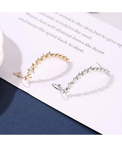 Fashion Silver Color Gold Color Star Shape Long Earcuffs Bohemian Crystal Clip On Ear Cuff for Women Earring Clips Jewelry E0...