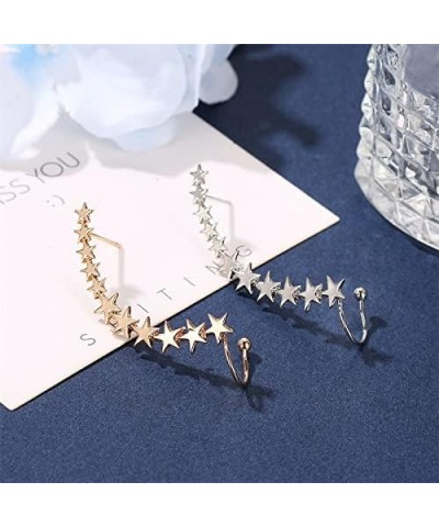 Fashion Silver Color Gold Color Star Shape Long Earcuffs Bohemian Crystal Clip On Ear Cuff for Women Earring Clips Jewelry E0...