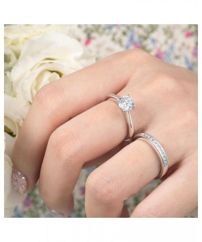 SHELOVES Sterling Silver Engagement Rings Wedding Band Set Soliraire Round CZ Cubic Zirconia Sz 4-13 White $21.60 Sets