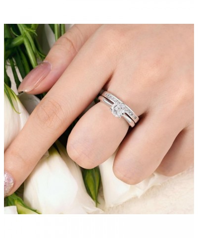 SHELOVES Sterling Silver Engagement Rings Wedding Band Set Soliraire Round CZ Cubic Zirconia Sz 4-13 White $21.60 Sets