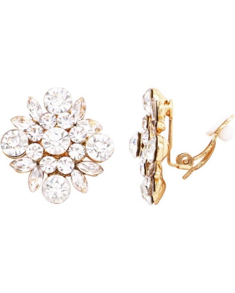 Women's Dazzling Crystal Rhinestone Flower Burst Clip On Earrings, 1 Gold Tone $12.74 Earrings