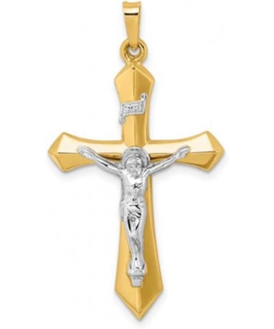 14K Yellow Gold and 14K White Gold Various Sizes INRI Crucifix Cross Religious Pendant Charm Necklaces Polished Fine Jewelry ...