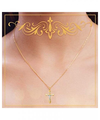 14K Yellow Gold and 14K White Gold Various Sizes INRI Crucifix Cross Religious Pendant Charm Necklaces Polished Fine Jewelry ...