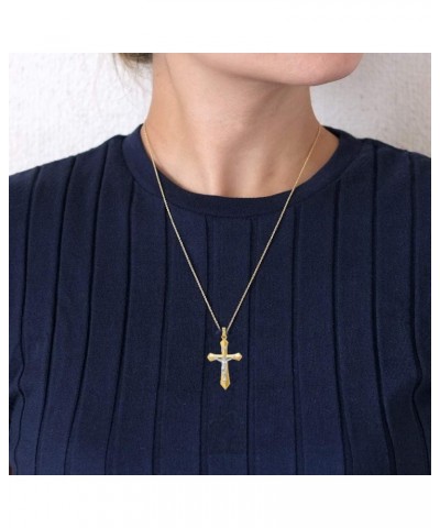 14K Yellow Gold and 14K White Gold Various Sizes INRI Crucifix Cross Religious Pendant Charm Necklaces Polished Fine Jewelry ...