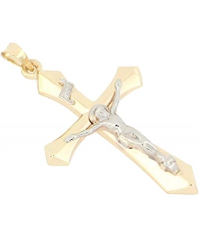 14K Yellow Gold and 14K White Gold Various Sizes INRI Crucifix Cross Religious Pendant Charm Necklaces Polished Fine Jewelry ...