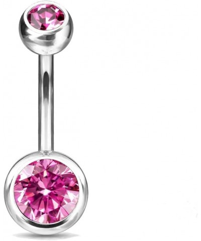 14g Double Gem Ball Belly Button Ring Grade 23 Solid Titanium L: 10mm S: 5 & 8mm Pink $10.19 Body Jewelry