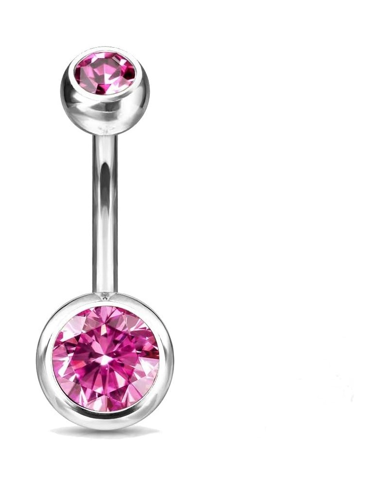 14g Double Gem Ball Belly Button Ring Grade 23 Solid Titanium L: 10mm S: 5 & 8mm Pink $10.19 Body Jewelry