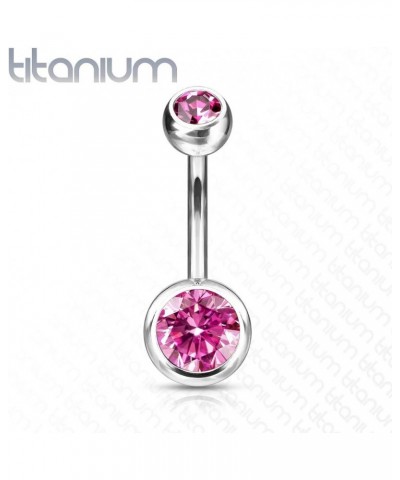 14g Double Gem Ball Belly Button Ring Grade 23 Solid Titanium L: 10mm S: 5 & 8mm Pink $10.19 Body Jewelry