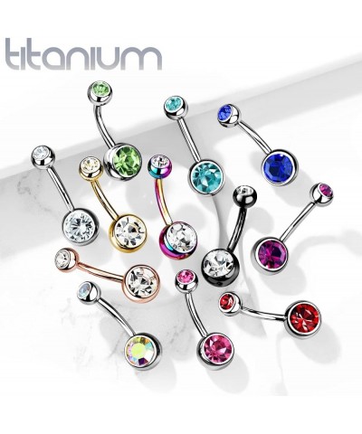 14g Double Gem Ball Belly Button Ring Grade 23 Solid Titanium L: 10mm S: 5 & 8mm Pink $10.19 Body Jewelry