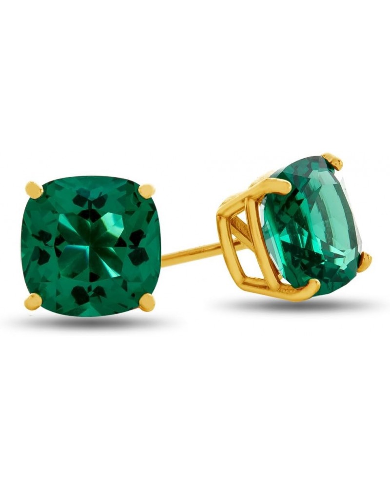 Solid 10k White Gold or 7x7mm Cushion-Cut Stone Post-With-Friction-Back Stud Earrings Simulated Emerald Yellow Gold $36.75 Ea...