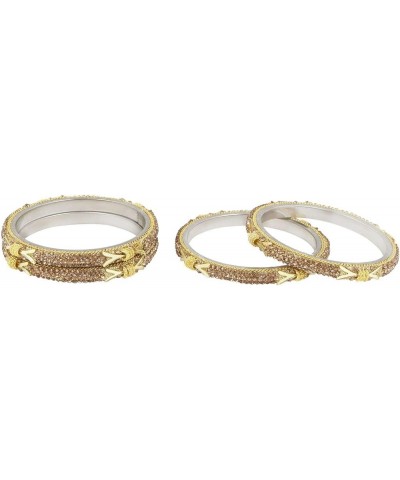 Indian Bangle Set Bollywood Style Rhinestone Crystal Bracelet Jewelry Set for Women Girls 2-6 Gold (Set of 4 Pcs) $13.11 Brac...