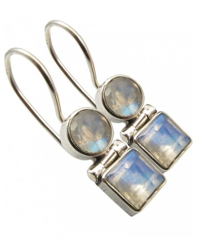 Solid Sterling Silver Pear Shape Round, Square Rainbow Moonstone Earrings 1 $13.01 Earrings