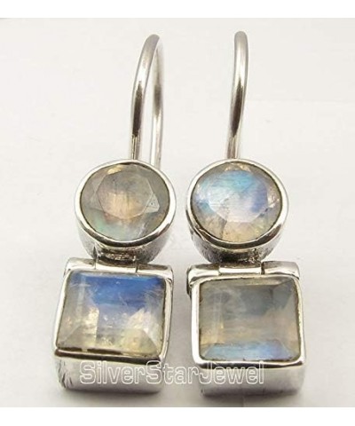 Solid Sterling Silver Pear Shape Round, Square Rainbow Moonstone Earrings 1 $13.01 Earrings