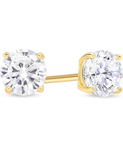 Sterling Silver Stud Earrings for Women and Men, Round Brilliant Cut 1 or 2 Carat CZ Cubic Zirconia in .925 Silver Basket Set...