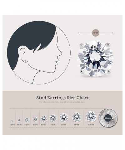 Sterling Silver Stud Earrings for Women and Men, Round Brilliant Cut 1 or 2 Carat CZ Cubic Zirconia in .925 Silver Basket Set...