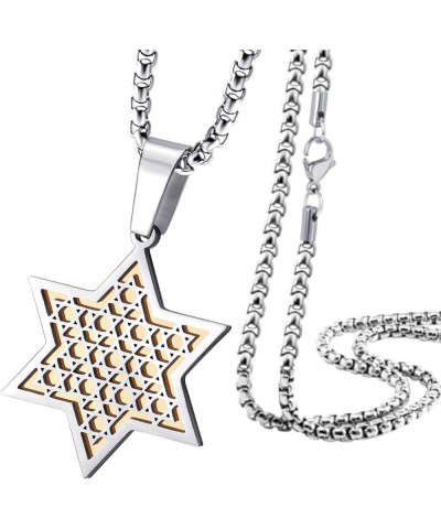 Exclusive Unisex Stainless Steel Star of David Necklace, 16-24 Inch Box Chain Silver & Rose Gold 18 Inches $12.97 Necklaces