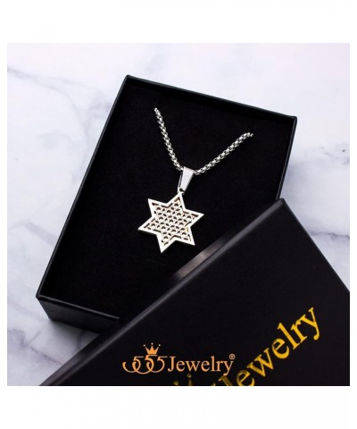 Exclusive Unisex Stainless Steel Star of David Necklace, 16-24 Inch Box Chain Silver & Rose Gold 18 Inches $12.97 Necklaces