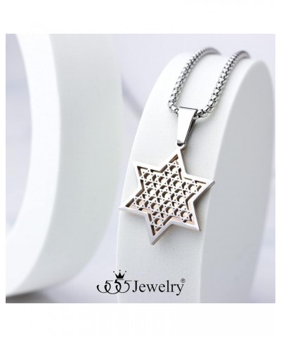 Exclusive Unisex Stainless Steel Star of David Necklace, 16-24 Inch Box Chain Silver & Rose Gold 18 Inches $12.97 Necklaces