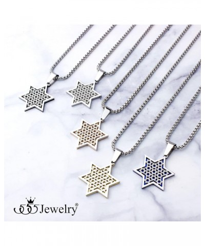 Exclusive Unisex Stainless Steel Star of David Necklace, 16-24 Inch Box Chain Silver & Rose Gold 18 Inches $12.97 Necklaces