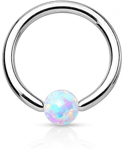 SYNTHETIC OPAL BALL 316L SURGICAL STEEL CAPTIVE BEAD RING (SOLD PER PIECE) Length: 5/16" (8mm) Opal White $10.61 Body Jewelry