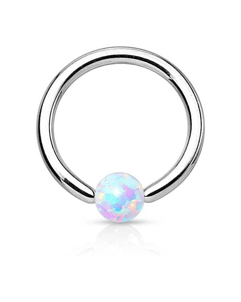 SYNTHETIC OPAL BALL 316L SURGICAL STEEL CAPTIVE BEAD RING (SOLD PER PIECE) Length: 5/16" (8mm) Opal White $10.61 Body Jewelry