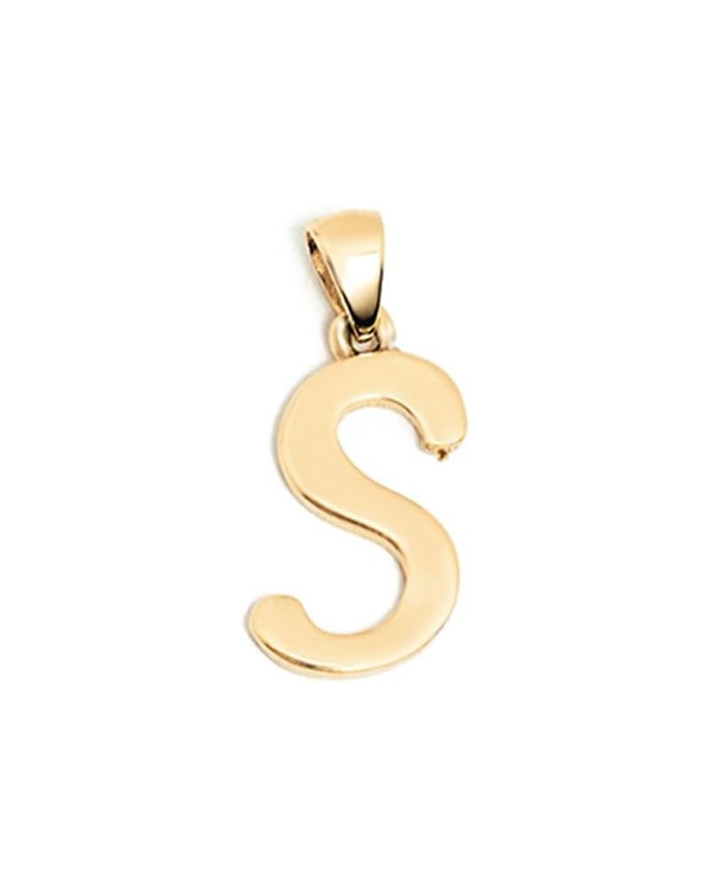 14K Solid Gold Initial Pendant for Women | Alphabet Letter Charms, A-Z, All Letters S $52.07 Pendants