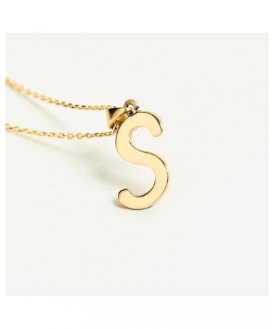 14K Solid Gold Initial Pendant for Women | Alphabet Letter Charms, A-Z, All Letters S $52.07 Pendants