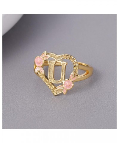 Gold Initial Ring Heart Adjustable Rings Fashion Hip Hop Jewelry Gold Letter A-Z Name Alphabet Rings for Women Girls Gift U y...