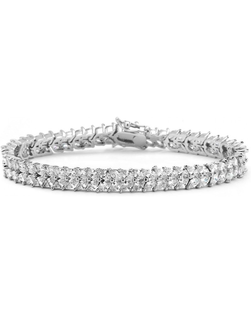 Silver Platinum Cubic Zirconia Tennis Bracelet for Women - Bridal, Wedding or Everyday Jewelry $14.35 Bracelets