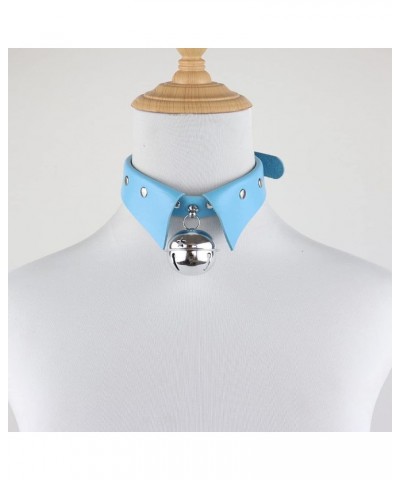 Punk Bell Choker PU Leather Collar Gothic Necklace Neck Accessories Adjustable Size Light blue $9.29 Necklaces