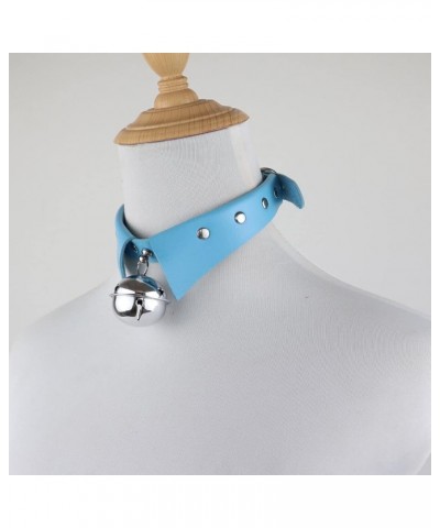 Punk Bell Choker PU Leather Collar Gothic Necklace Neck Accessories Adjustable Size Light blue $9.29 Necklaces