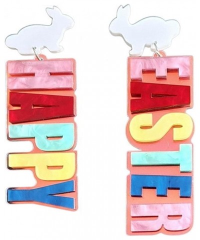 Colorful Easter Rabbit Wooden Dangle Earrings for Women Girls Jewelry L $6.15 Earrings