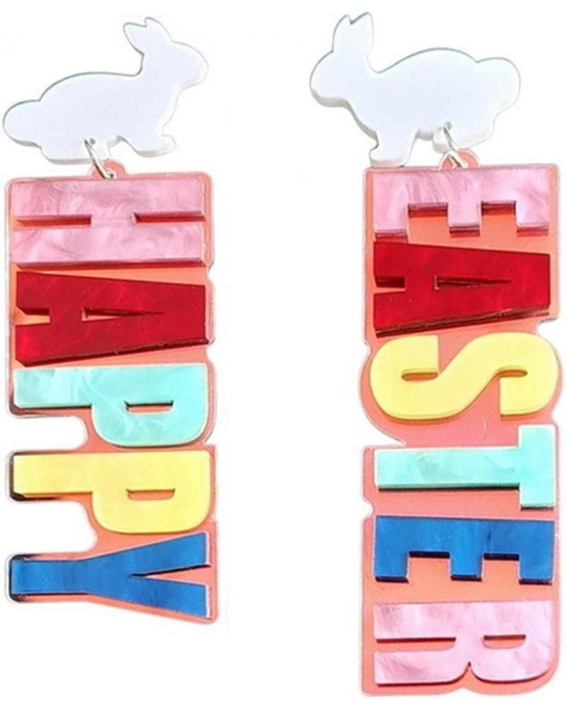 Colorful Easter Rabbit Wooden Dangle Earrings for Women Girls Jewelry L $6.15 Earrings