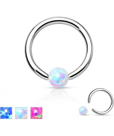 SYNTHETIC OPAL BALL 316L SURGICAL STEEL CAPTIVE BEAD RING (SOLD PER PIECE) Length: 5/16" (8mm) Opal White $10.61 Body Jewelry