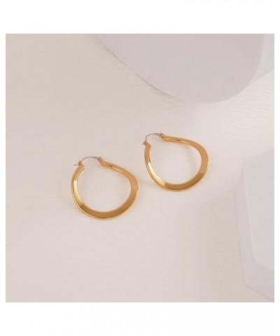 Hoop Earrings for Women, S925 Sterling Silver Post Hypoallergenic Earrings 14K Real Gold Plated Twisted Hoops Earrings for Wo...