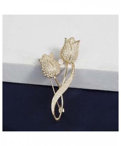 Brooch Pins for Women Fashion Broach Jewelry Shiny Cubic Zirconia Brooches and Pins for Wedding Party Birthday Tulip $17.09 B...