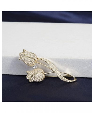 Brooch Pins for Women Fashion Broach Jewelry Shiny Cubic Zirconia Brooches and Pins for Wedding Party Birthday Tulip $17.09 B...