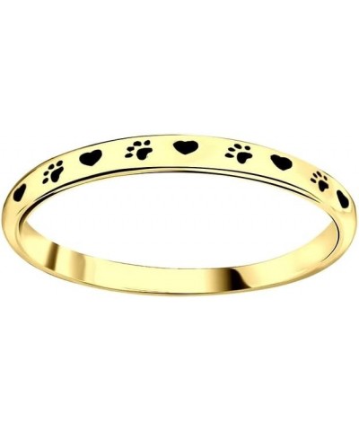 925 Sterling Silver Cute Dog Love Heart Paw Print Stackable Band Ring Lovely Animal Jewelry Gold Vermeil $8.40 Rings