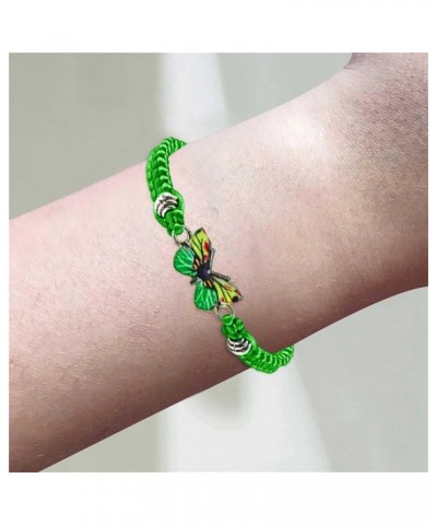 Butterfly Bracelets For Women Adjustable Rope String Bracelet Butterfly Cute Charm Bracelet Girl Bracelets Jewelry Gift Green...