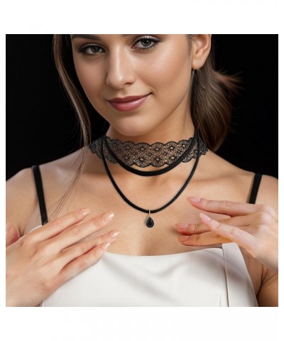 6-10 Pcs Gothic Velvet Ribbon Chokers Necklaces for Women Men Gothic Tattoo Lace Adjustable Choker Set A2 : Black $10.19 Neck...